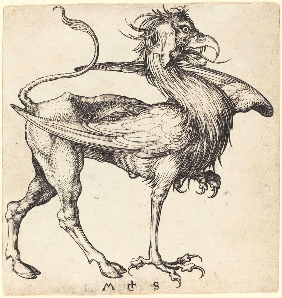 Martin Schongauer, The griffin, 1485. Public domain in the US