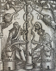 Woodblock from Ulstadt’s 1525 work, Coelum philosophorum seu de secretis naturae liber. Public domain in the US